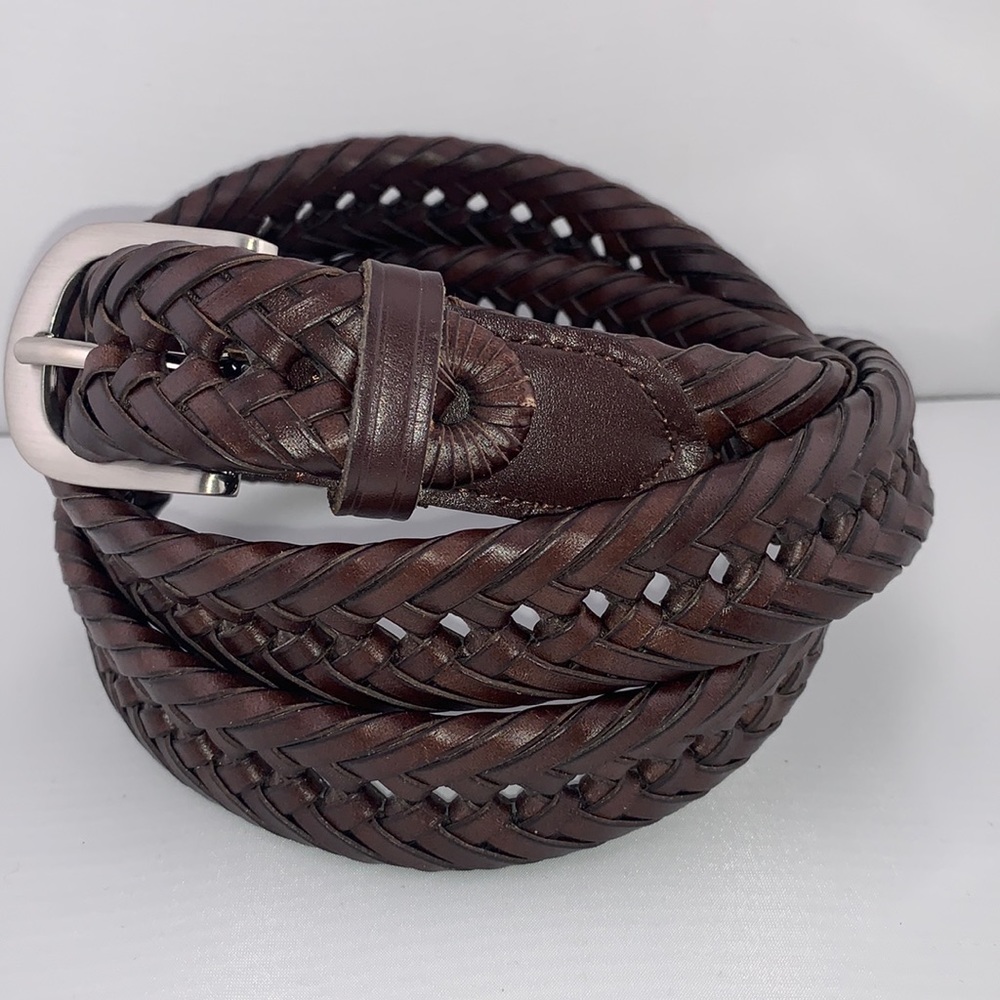 Brown Braided Leather Belt 46"